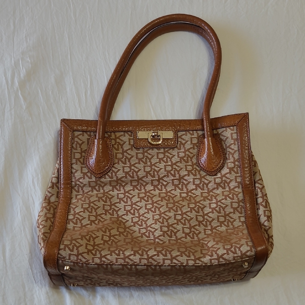 DKNY Brown Monogram Tote Bag